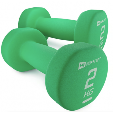 Неопреновые круглые гантели для фитнеса Hop-Sport HS-V020DR 2x2 кг зелёные