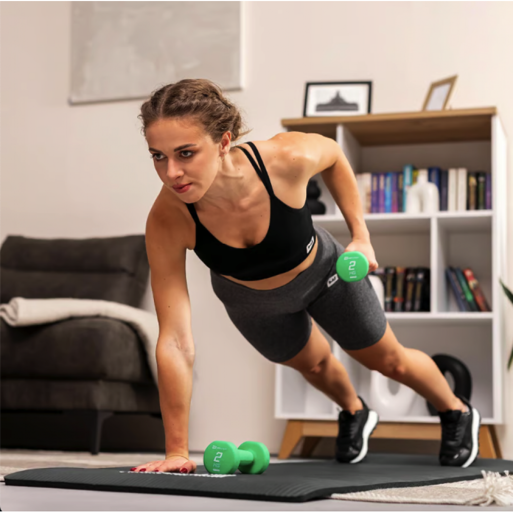 Неопреновые круглые гантели для фитнеса Hop-Sport HS-V020DR 2x2 кг зелёные