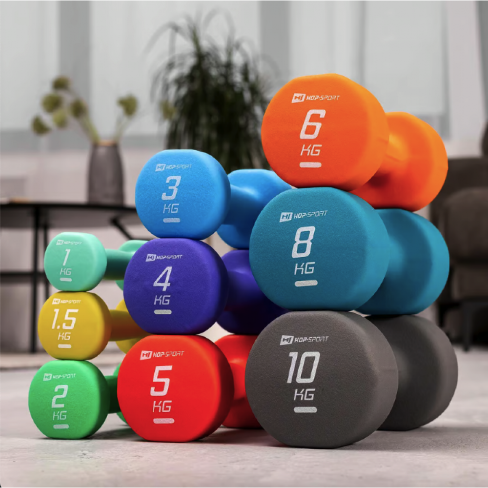 Неопреновые круглые гантели для фитнеса Hop-Sport HS-V020DR 2x2 кг зелёные