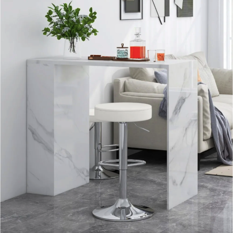 Барный стул Costway Loreto с мягким круглым сиденьем, белый