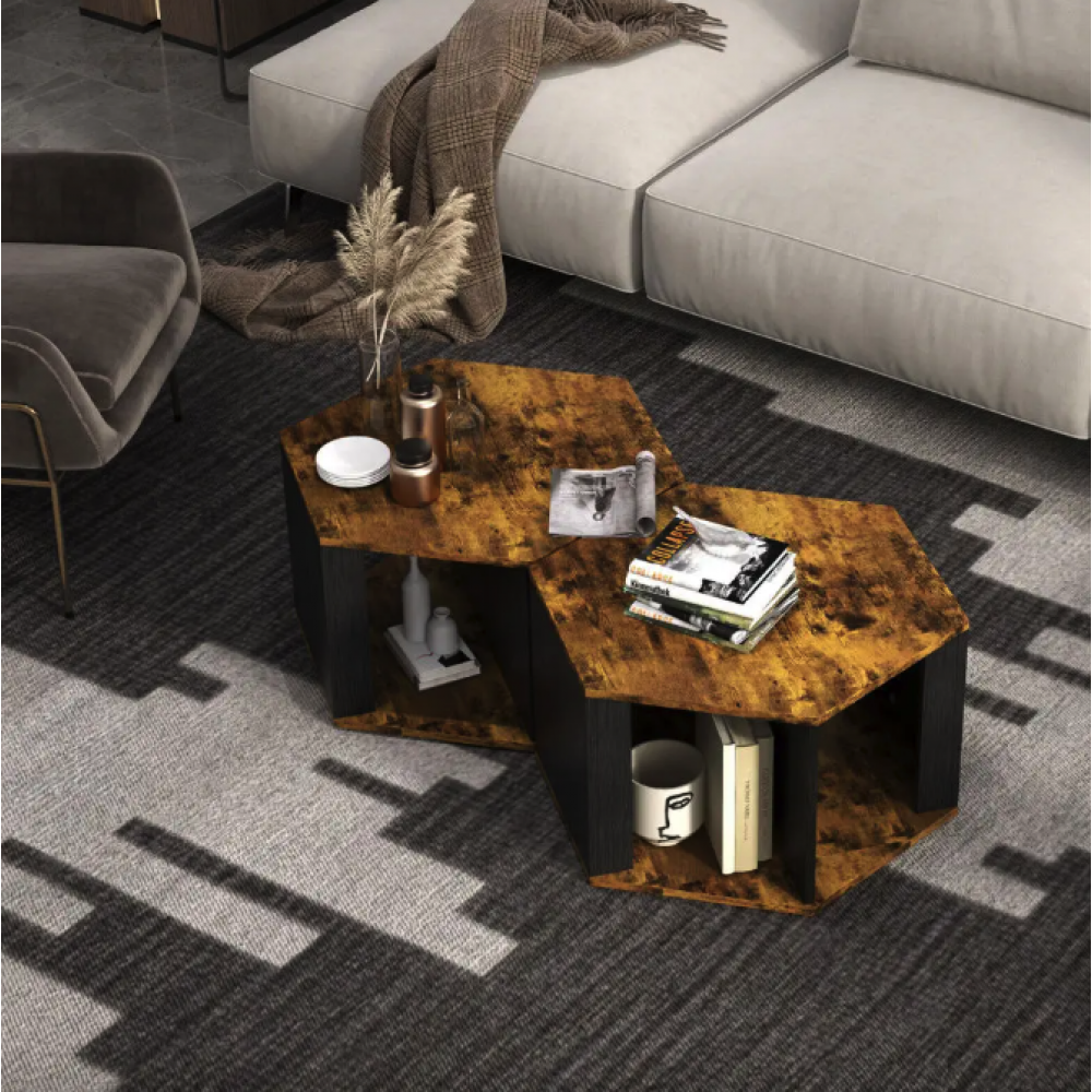 Комплект журнальних столиків Costway Neka шестикутний