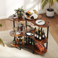 Барний стіл для алкоголю Costway Wise з полицями кутовий