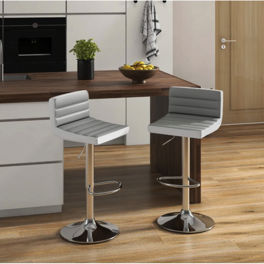 Барный стул Costway Alisa 2 штуки экокожа, серый