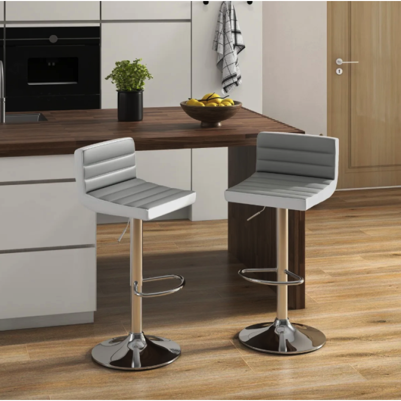 Барный стул Costway Alisa 2 штуки экокожа, серый
