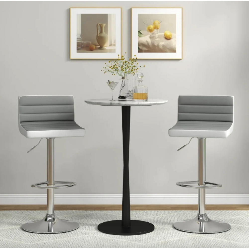 Барный стул Costway Alisa 2 штуки экокожа, серый