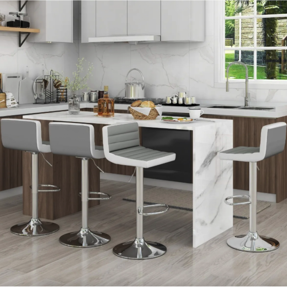 Барный стул Costway Alisa 2 штуки экокожа, серый