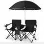 Комплект складных стульев Costway Parma с зонтиком черный