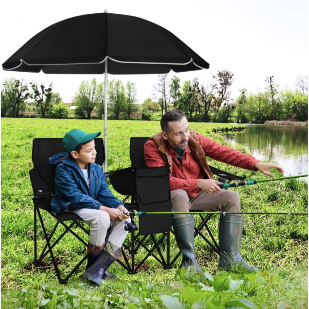 Комплект складных стульев Costway Parma с зонтиком черный