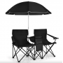 Комплект складных стульев Costway Parma с зонтиком черный