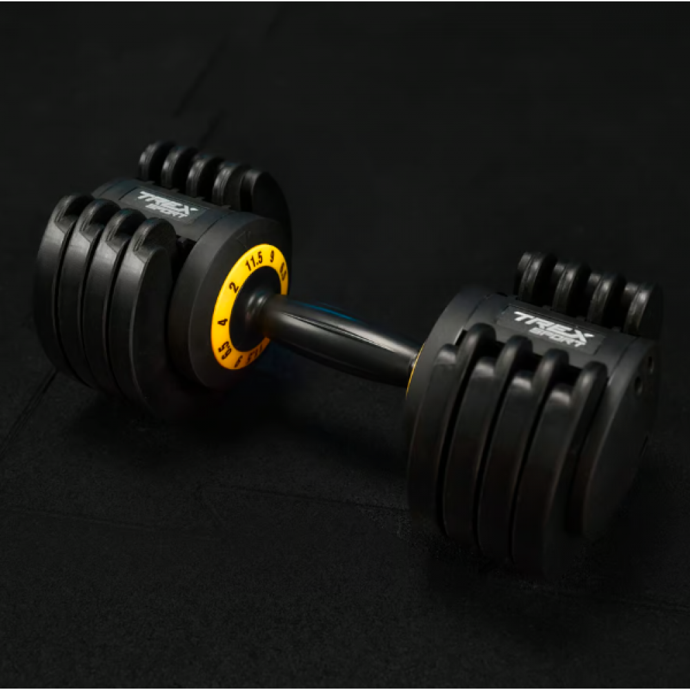 Разборная регулируемая гантель Trex Sport 2–11,5 кг, чёрная