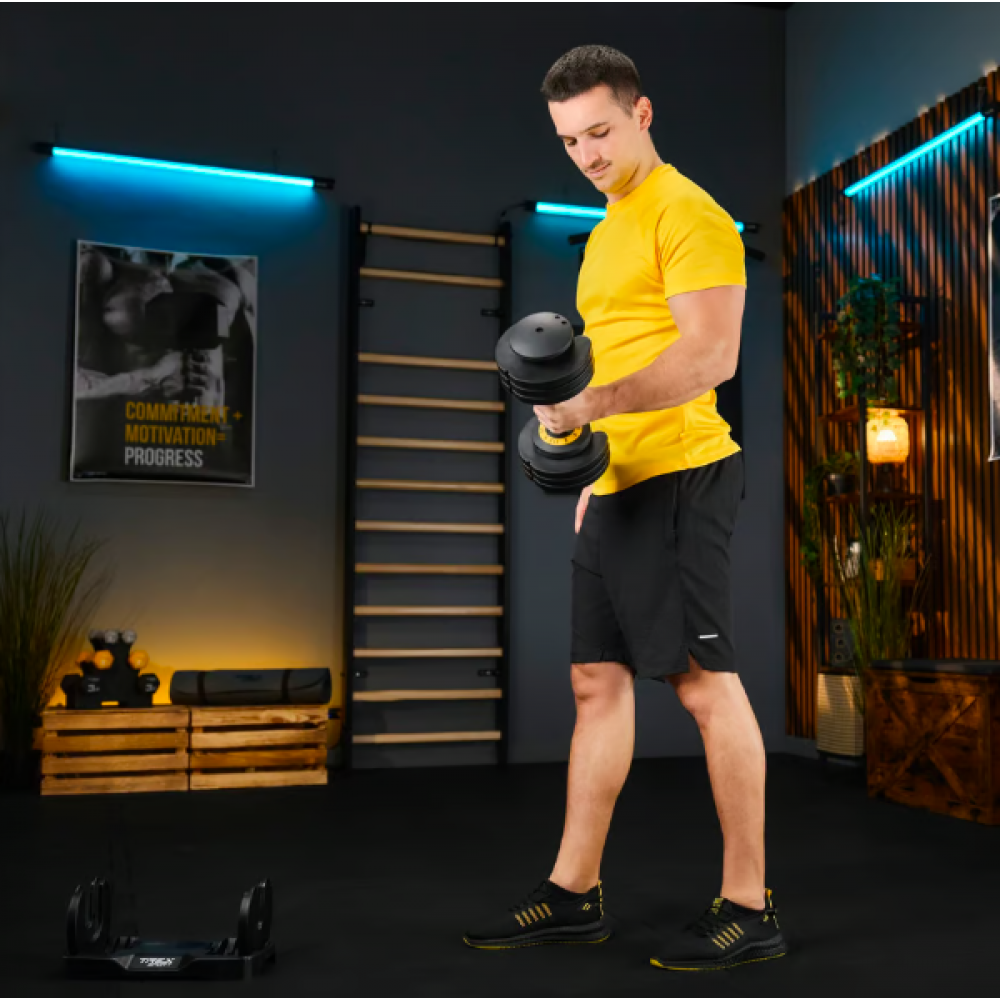 Разборная регулируемая гантель Trex Sport 2–11,5 кг, чёрная