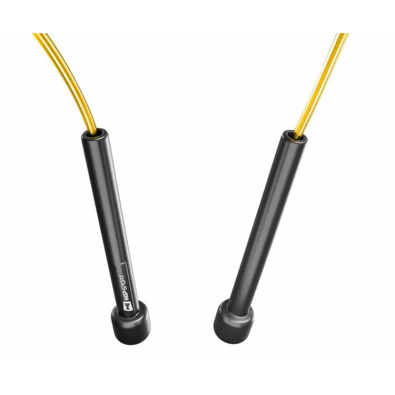 Скакалка Hop-Sport Crossfit NEW з пластиковыми ручками HS-P025JR желтая