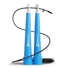 Скакалка Hop-Sport Crossfit с пластиковыми ручками, голубая