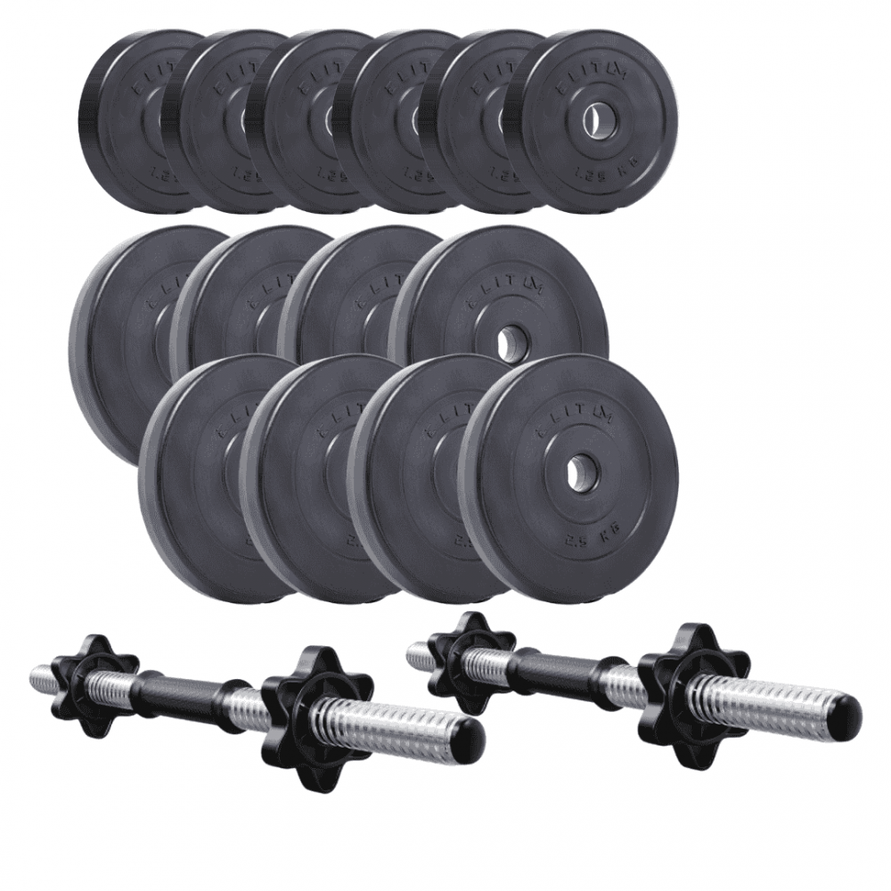 Набір композитних дисків  Elitum Titan 29 кг з 2 гантельними грифами