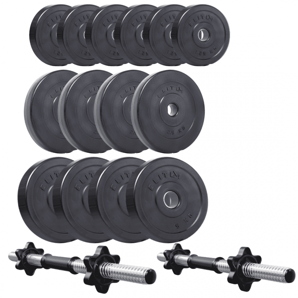 Набір композитних дисків Elitum Titan 39 кг з 2 гантельними грифами
