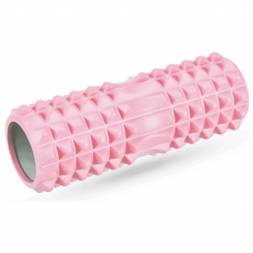 Массажный ролик Queenfit для йоги и фитнеса EVA 33*10,5см розовый