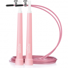 Скакалка Queenfit Speed с пластиковыми ручками розовая