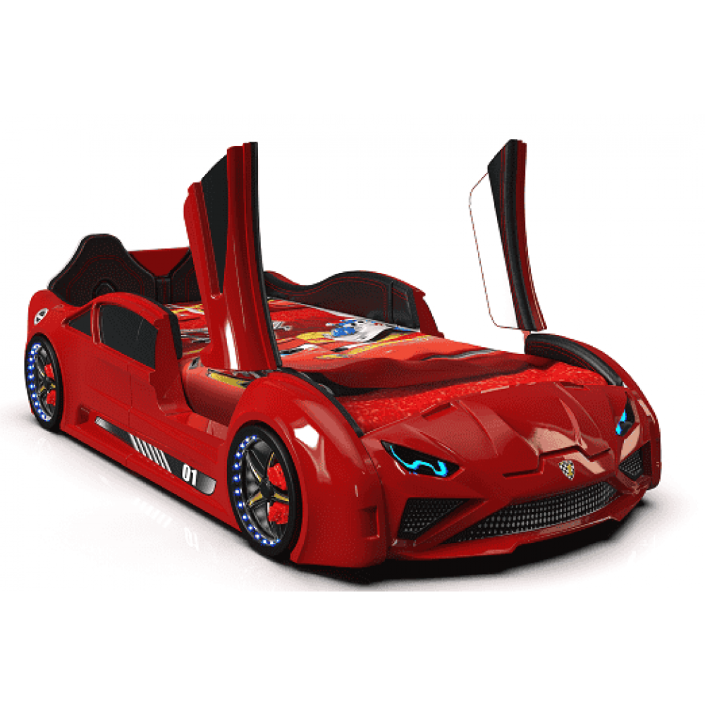 Детская кровать машина Lamborghini 190 x 90 см, красная