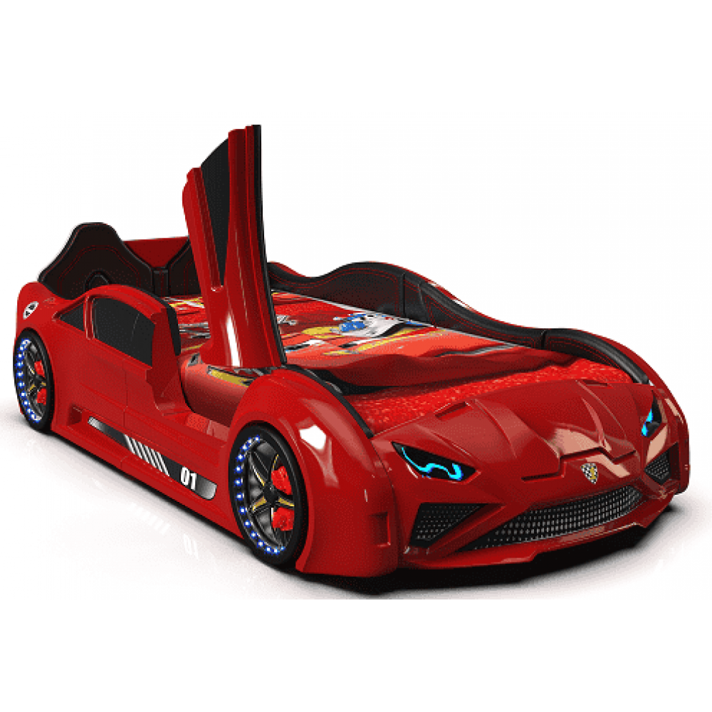 Детская кровать машина Lamborghini 190 x 90 см, красная