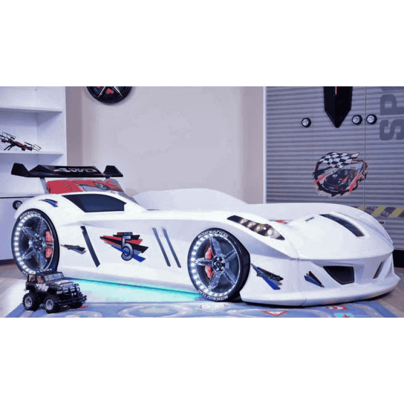 Детская кровать машина Jaguar Speedy Boy 190 x 90 см, белая