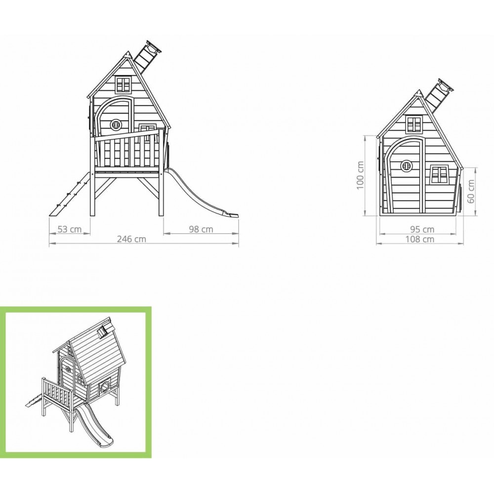 Дитячий дерев'яний ігровий будиночок EXIT Fantasia 300, зелений