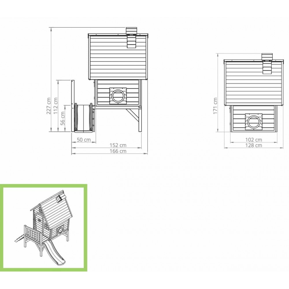 Дитячий дерев'яний ігровий будиночок EXIT Fantasia 300, зелений