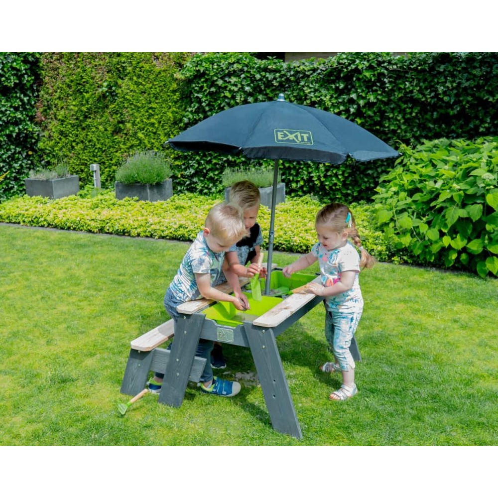 Стіл пісочниця EXIT Aksent з лавкою та парасолькою від сонця