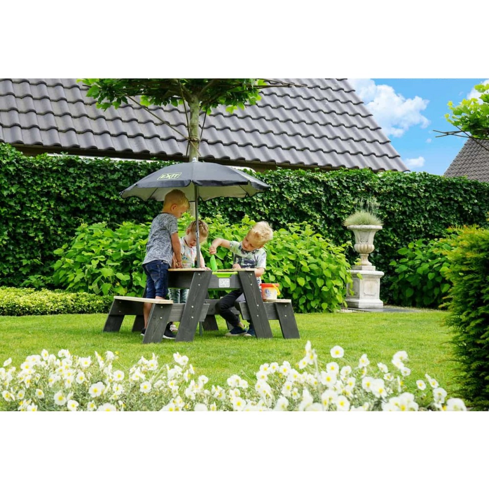 Стіл пісочниця EXIT Aksent з лавками та парасолькою від сонця