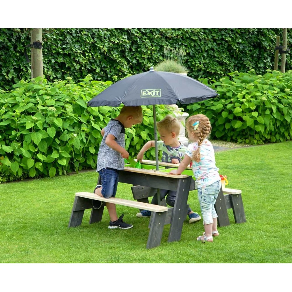 Стіл пісочниця EXIT Aksent з лавками та парасолькою від сонця