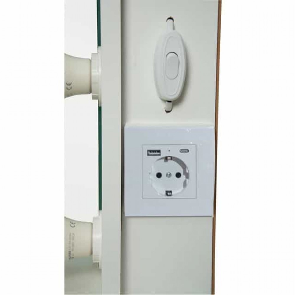 Туалетний столик Bonro B071 з підсвіткою, розеткою та USB, білий