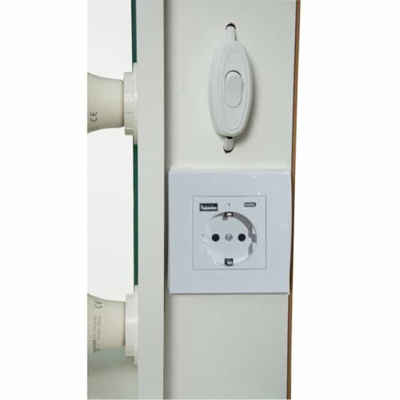 Туалетний столик Bonro B071 з підсвіткою, розеткою та USB, білий