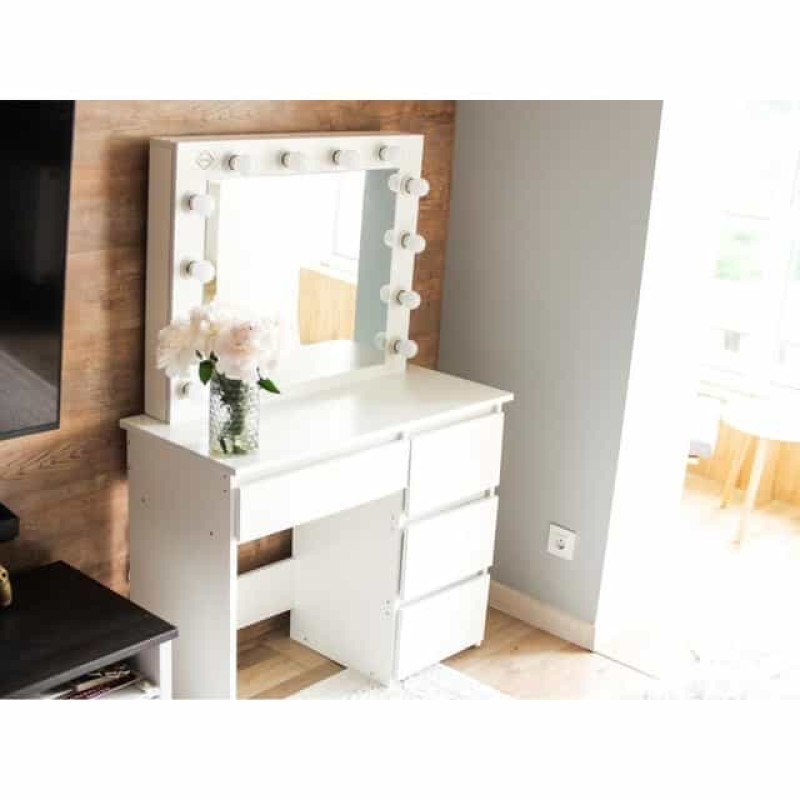 Туалетний столик Bonro B071 з підсвіткою, розеткою та USB, білий