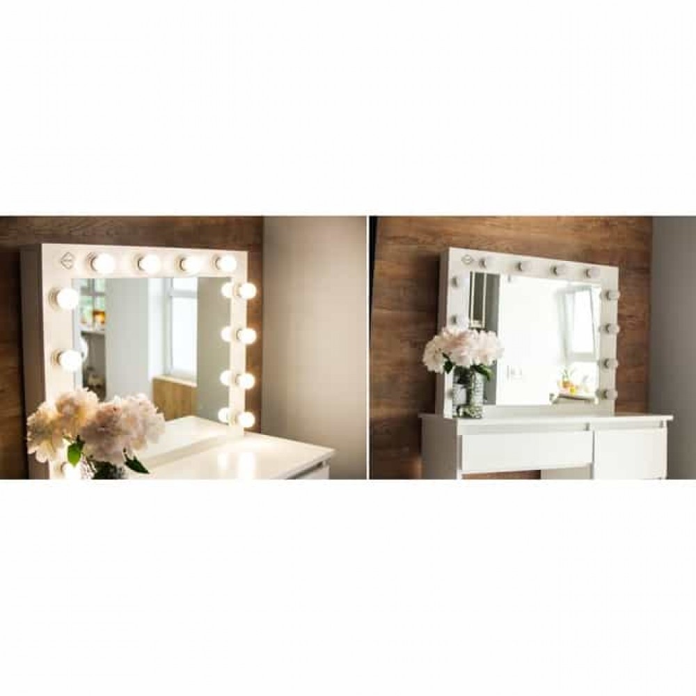 Туалетний столик Bonro B071 з підсвіткою, розеткою та USB, білий