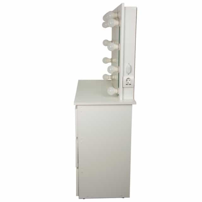 Туалетний столик Bonro B071 з підсвіткою, розеткою та USB, білий