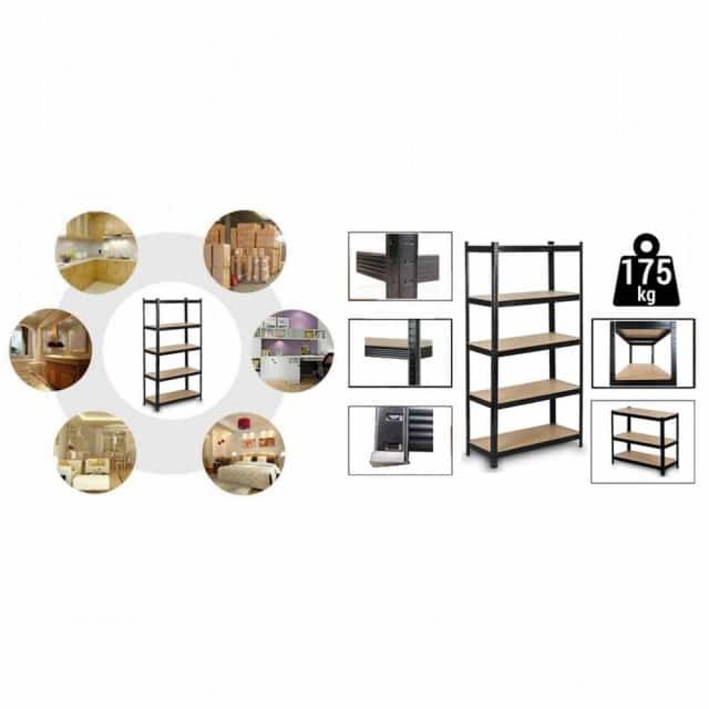 Стелаж металевий 5 полиць Siker P9040 чорний 180х90х40 см