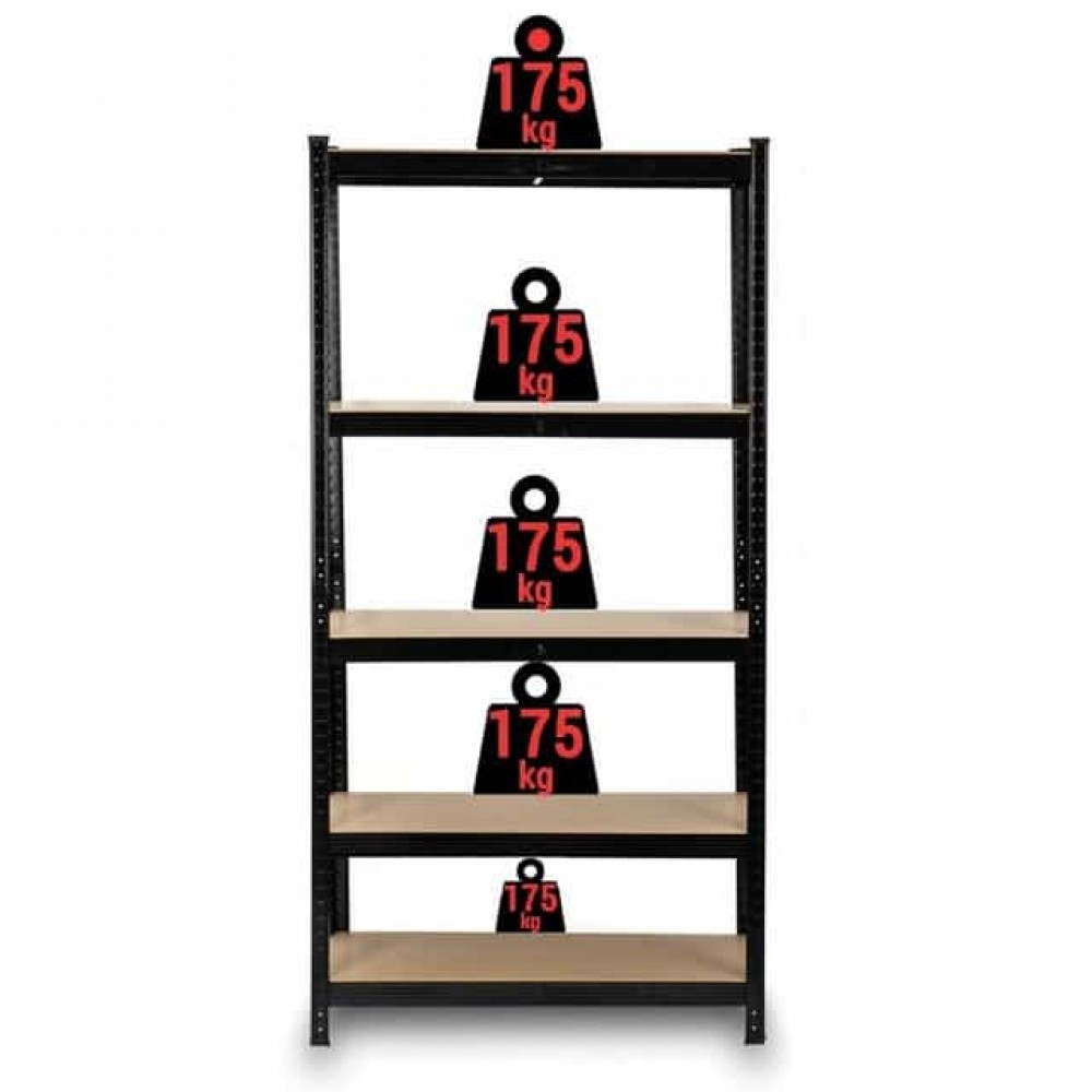 Стелаж металевий 5 полиць Siker P9040 чорний 180х90х40 см