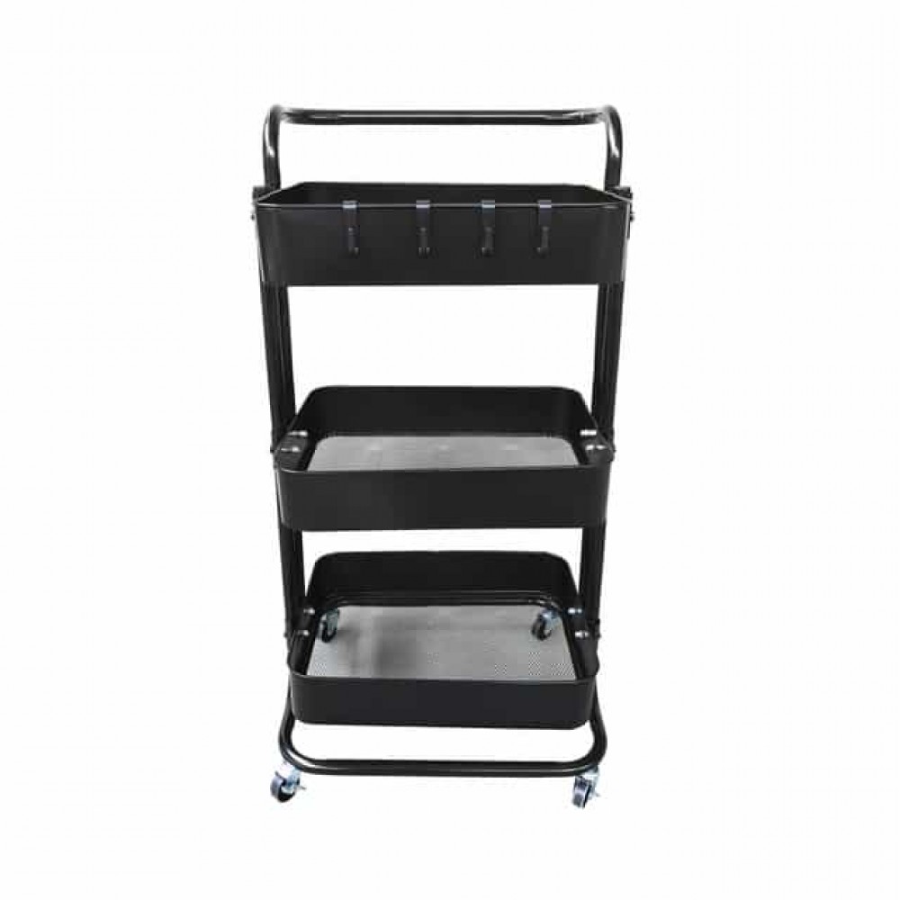 Стеллаж этажерка с полками на колесах Bonro B-023 черная