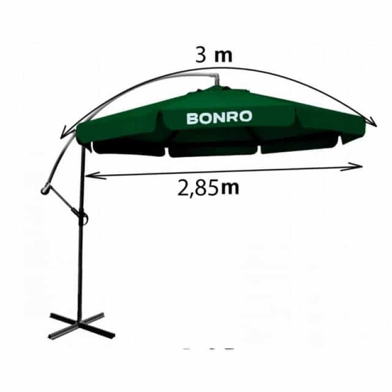 Зонт садовый с наклоном зеленый Bonro 3.0 M*6K