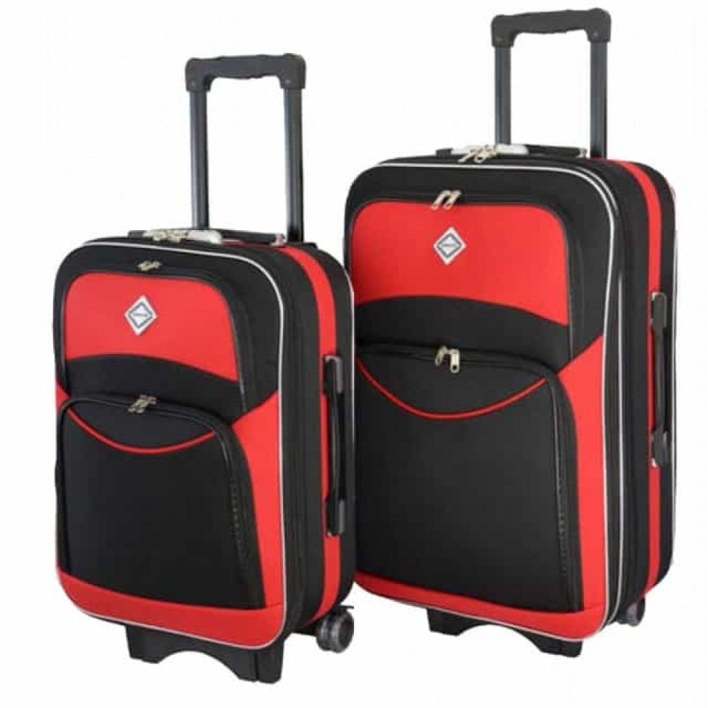 Комплект з 2х валіз Bonro Style (середня, велика), чорно-червоні