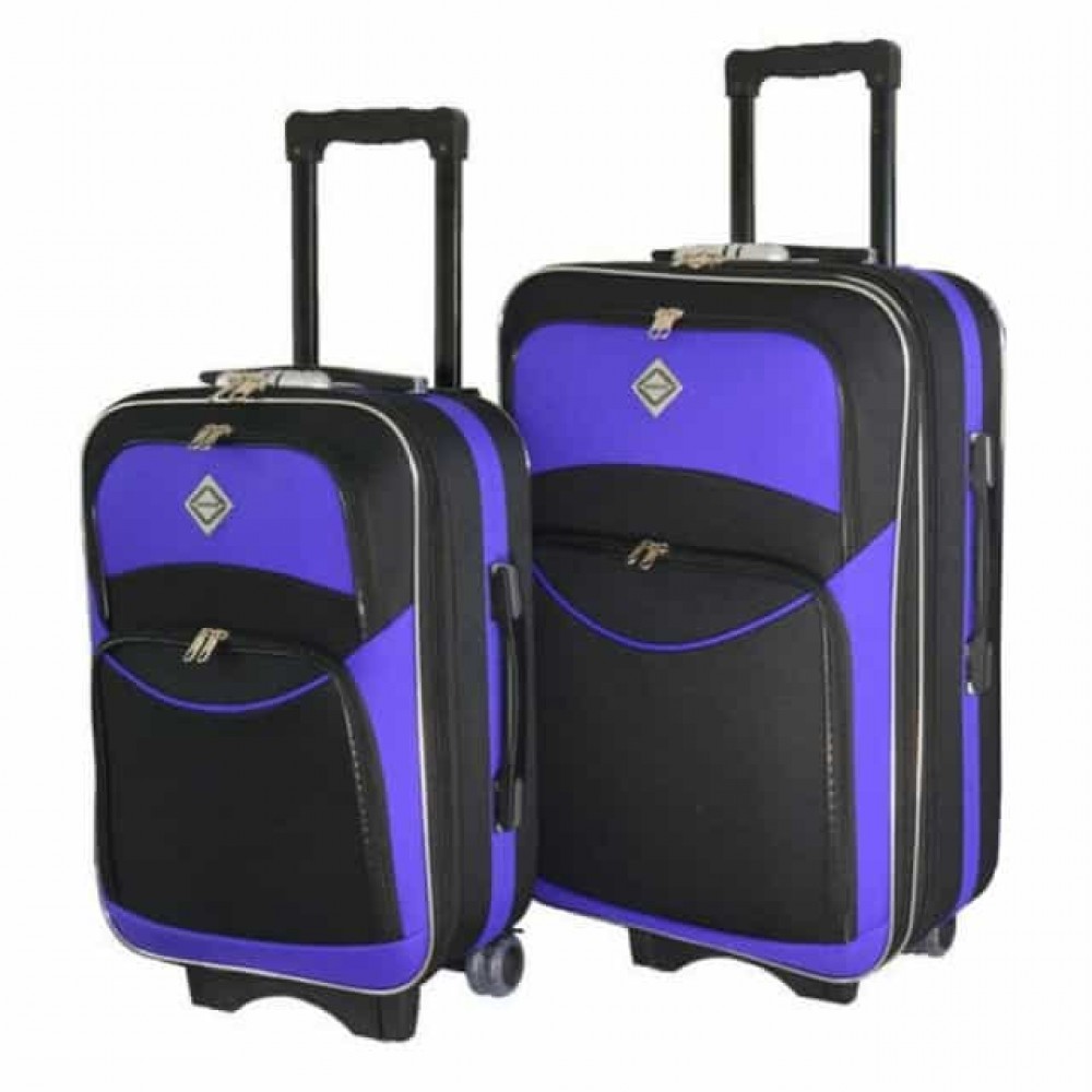 Комплект з 2х валіз Bonro Style (середня, велика), чорно-фіолетові