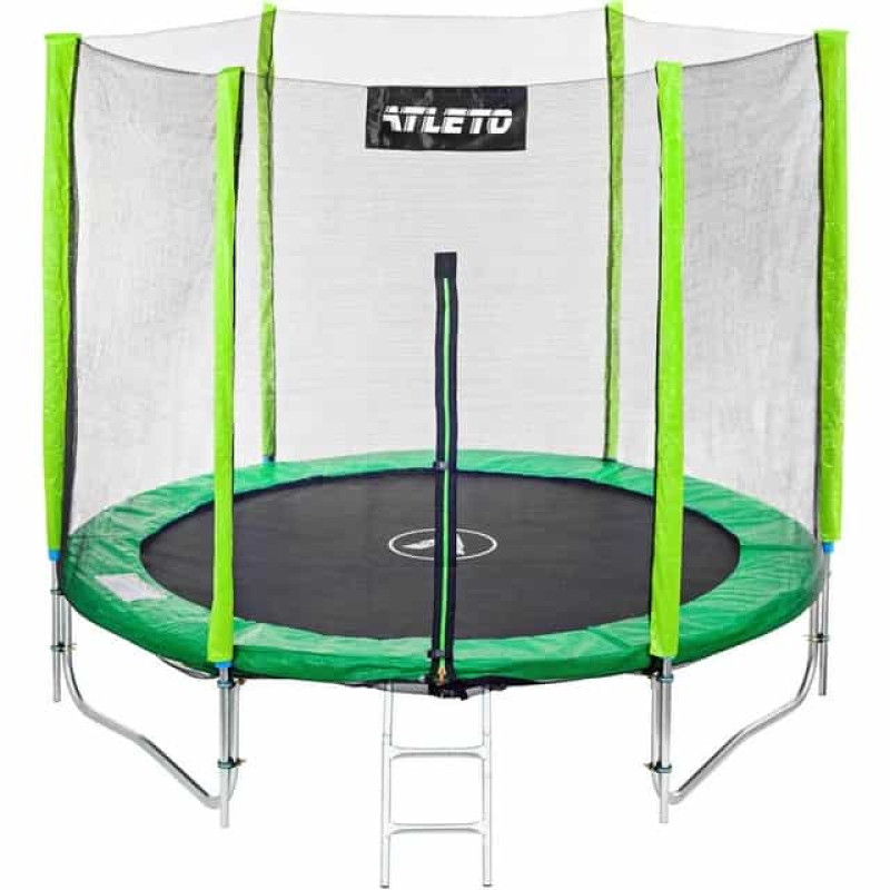 Батут Atleto Green 252 см с внешней сеткой и лестницей