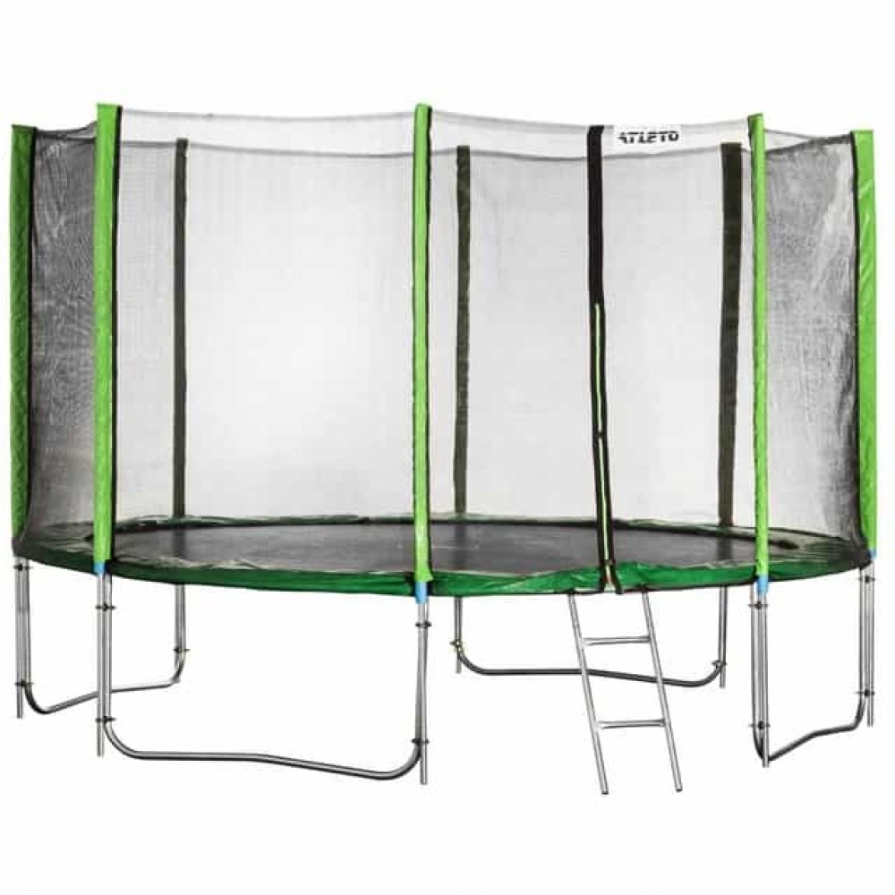 Батут Atleto Green 465 см с внешней сеткой и лестницей