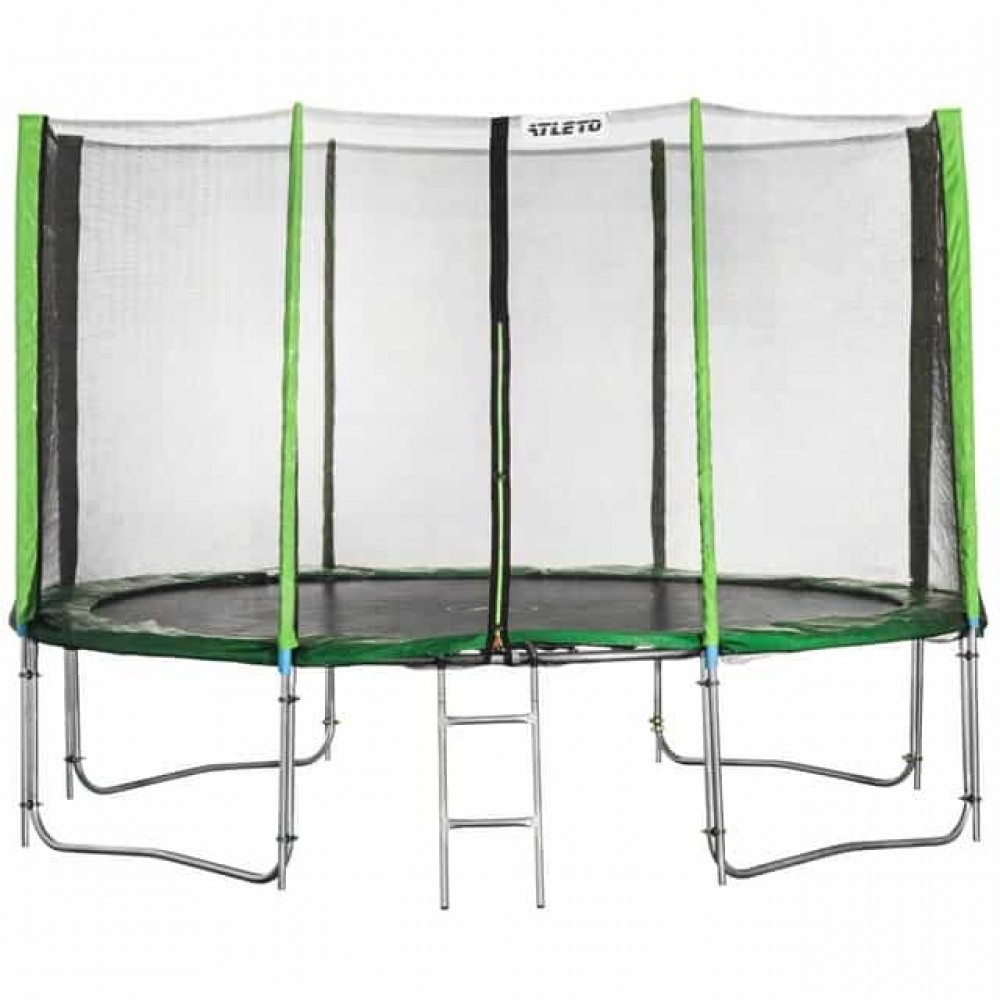 Батут Atleto Green 465 см с внешней сеткой и лестницей
