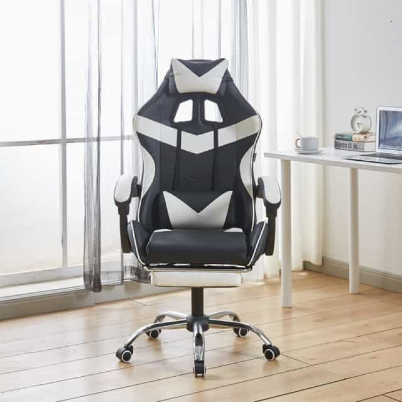 Крісло геймерське Bonro BN-810 з підставкою для ніг, біле