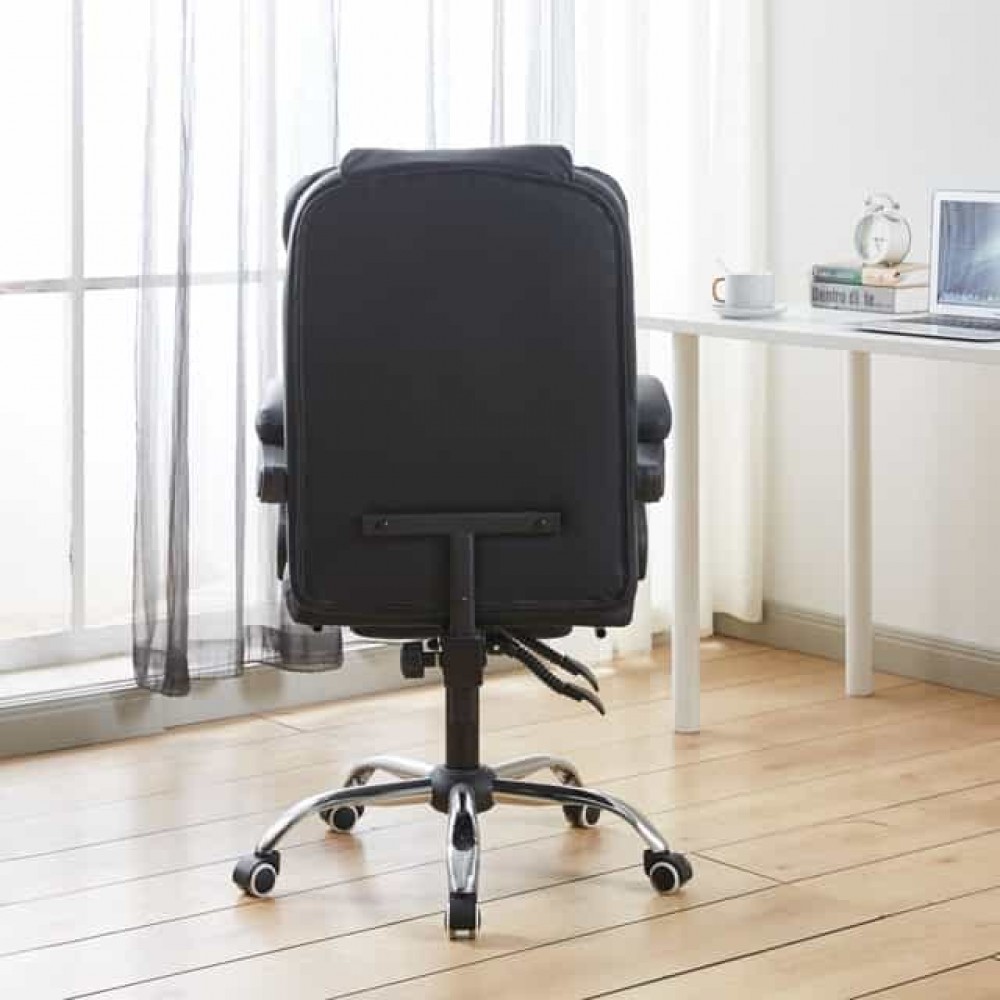 Крісло офісне на колесах Bonro BN-607 чорне з піставкою для ніг