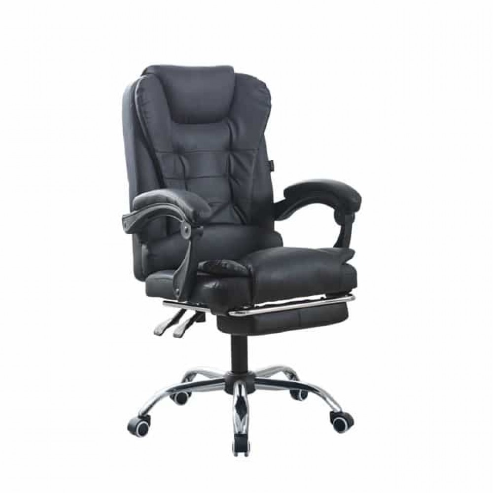 Крісло офісне на колесах Bonro BN-607 чорне з піставкою для ніг