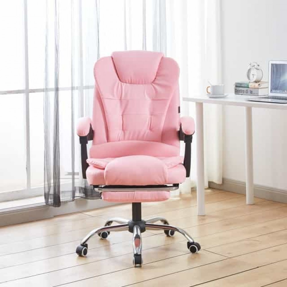 Крісло офісне на колесах Bonro BN-607 рожеве з підставкою для ніг