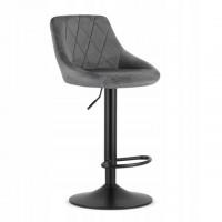 Барный стул со спинкой Bonro B-074 велюр серый с черной основой