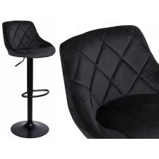 Барный стул со спинкой Bonro B-074 велюр черный с черной основой