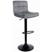 Барный стул со спинкой Bonro B-0106 велюр серый с черной основой